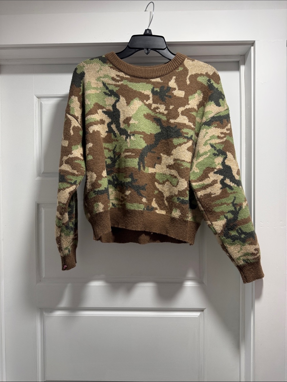 Camo Crewneck Sweater in Green and Brown